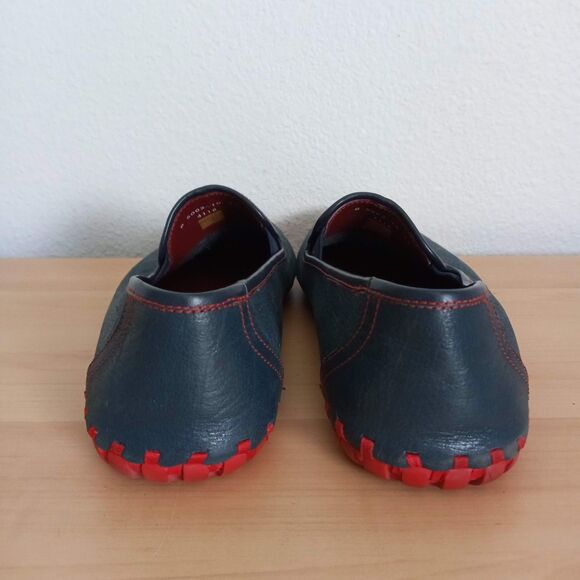 Andrew Leather Loafers Suction Slip Resistant Sole SZ 10 * 43 Blue Red Slip Ons main image 4